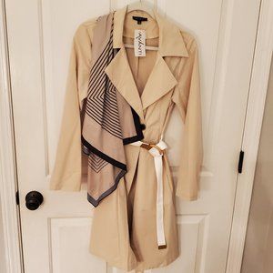 Belted Trench Dress with Scarf